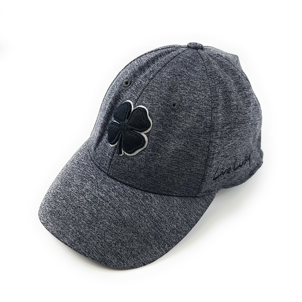 Black Clover Mens Heather Grey Live Lucky Hat Fitted Baseball Trucker Golf Cap S